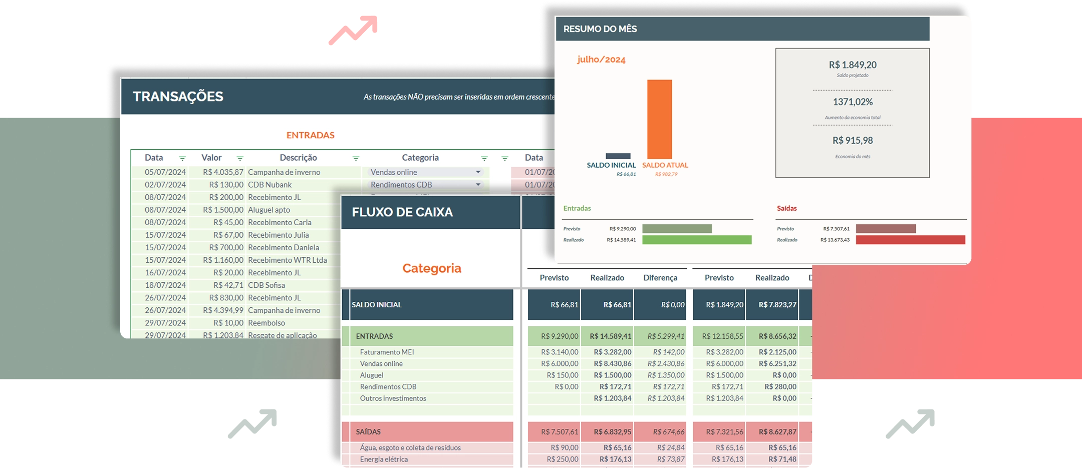 Planilhas de fluxo de caixa