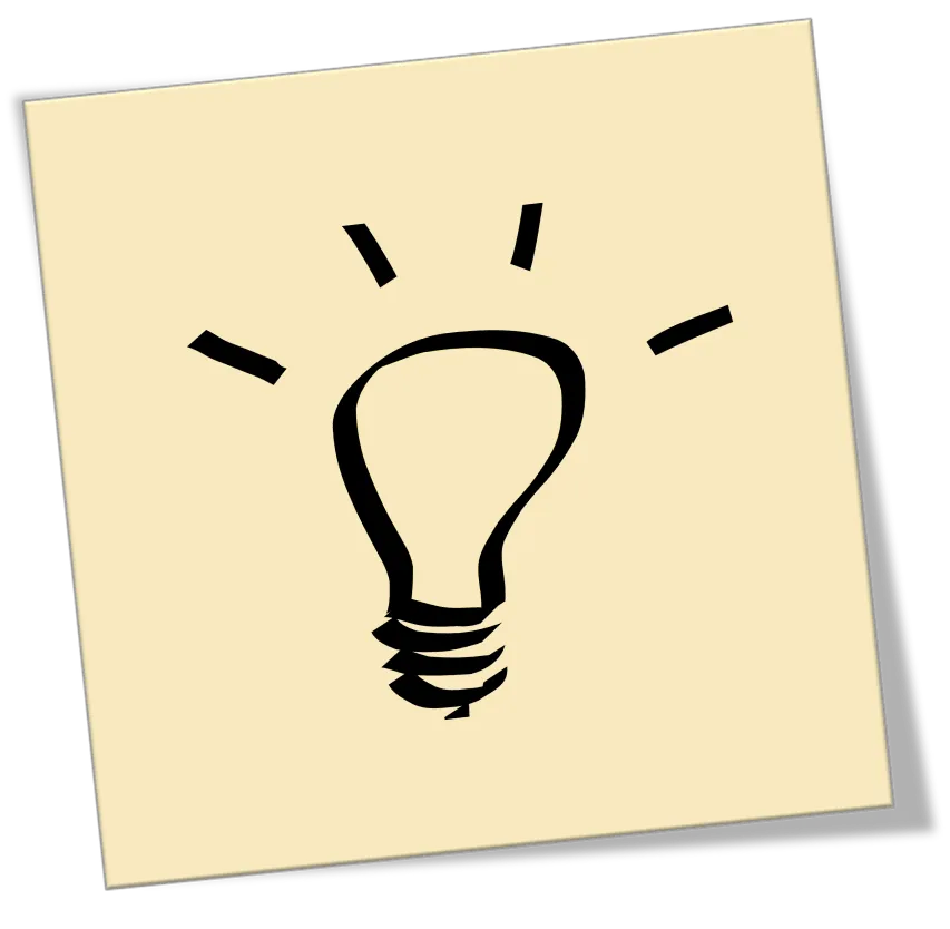 Uma lâmpada desenhada num papel de post it.